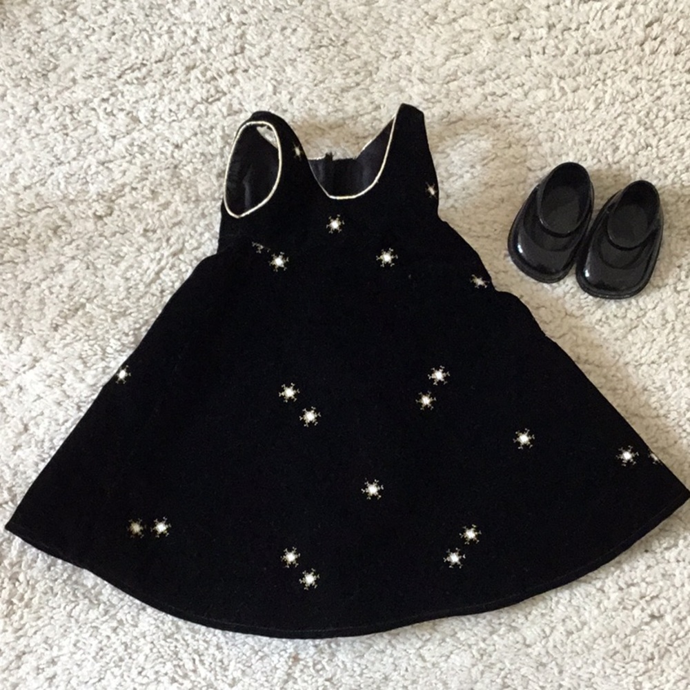 American Girl Doll Black Holiday Dress and Shoes 18 inch doll Vintage
